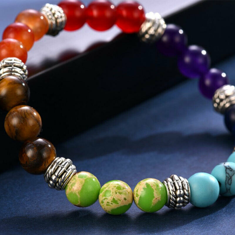 New Fashion Colorful Stone Beads Chakra Bracelet for Women Men Yoga Jewel.l8