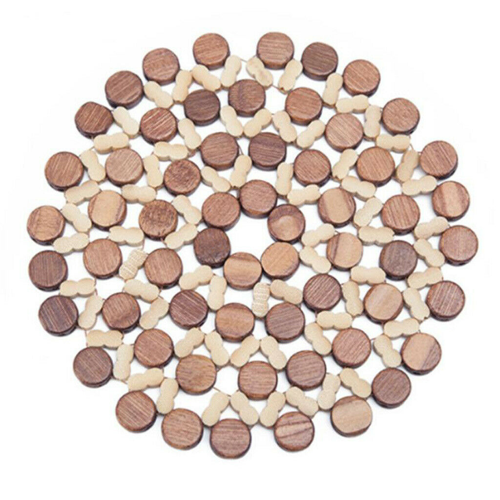 3xHollow Bamboo Trivets Wood Trivets for Table Hotpads for Kitchen Dia 22cm