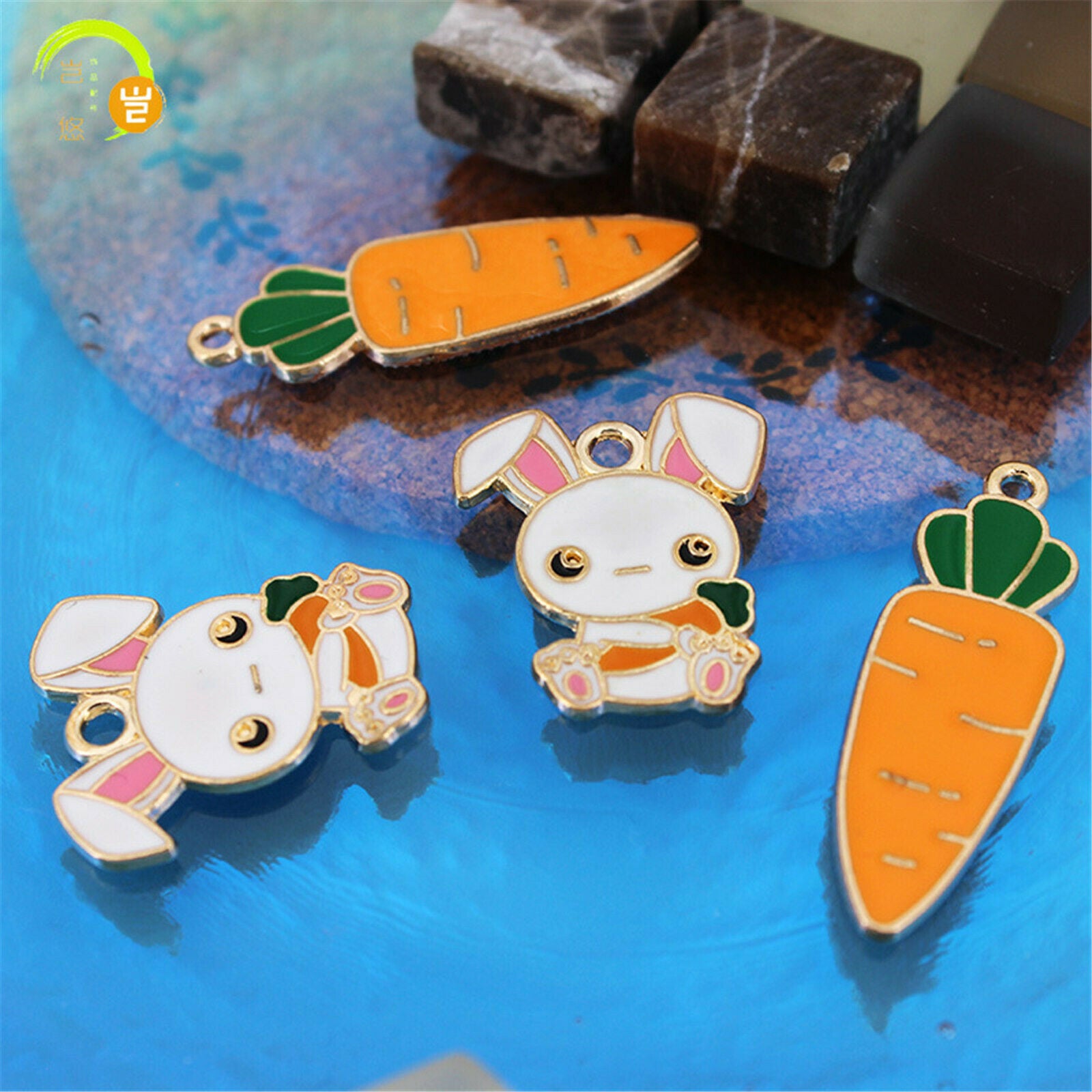 Mixed Lots Enamel Alloy Rabbit Carrot Pendant Charms Necklace Bracelet DIY 10PCS