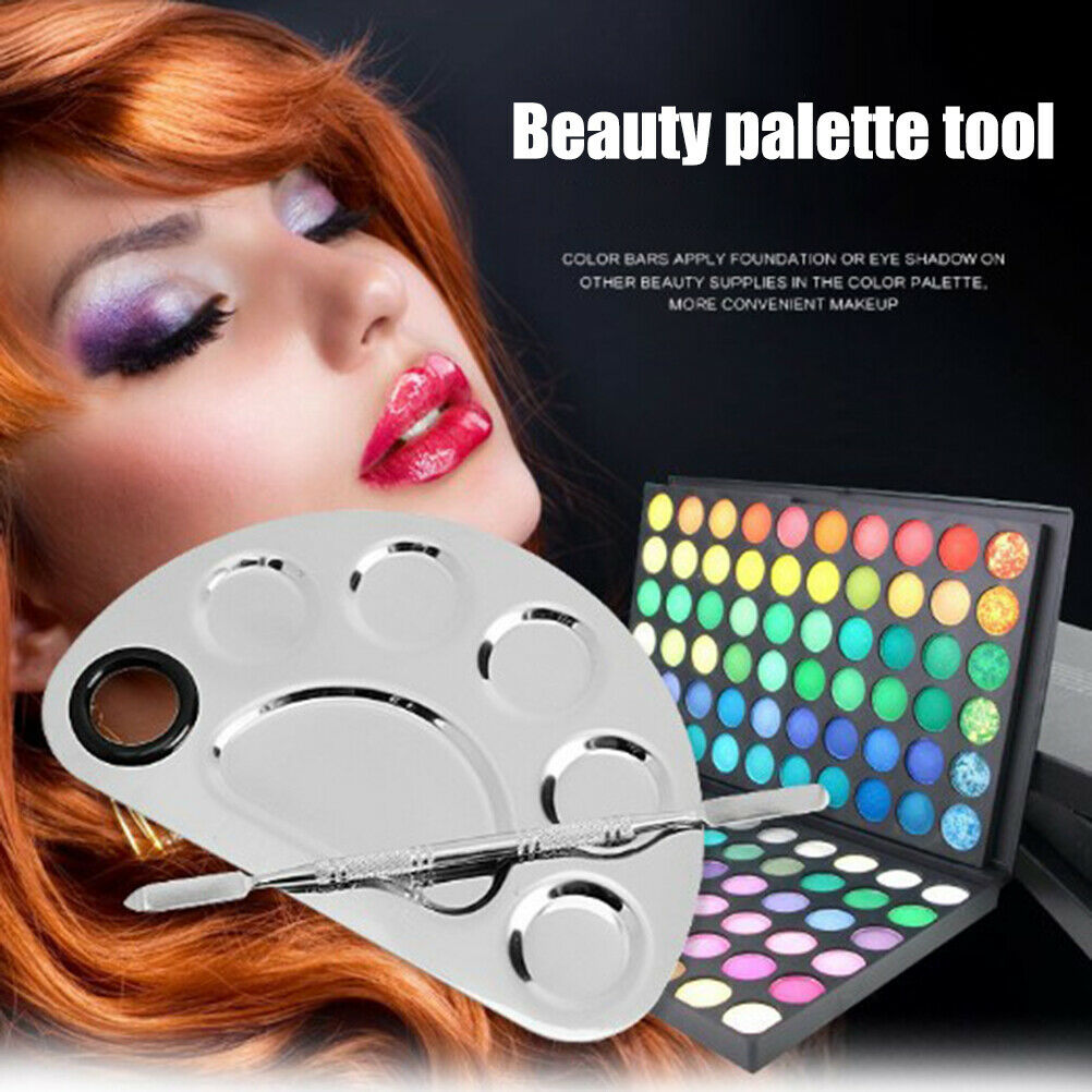 6 Holes Stainless Steel Makeup Palette Nail Art Polish Plate Mixing Foundation