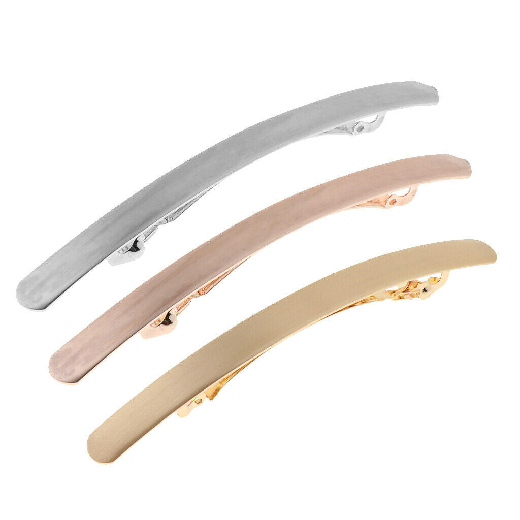 3Pcs Skinny Metal French Barrette GirlsHair Grip Clamp Ponytail Holder