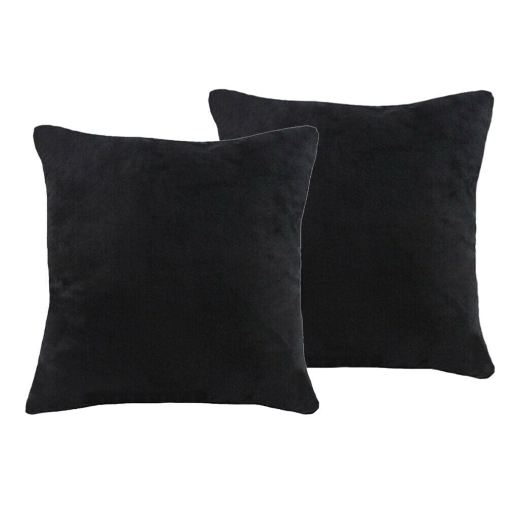 2Pack Velvet Sofa Throw Pillow Case Cover Soft Decorative Pillowcase Black
