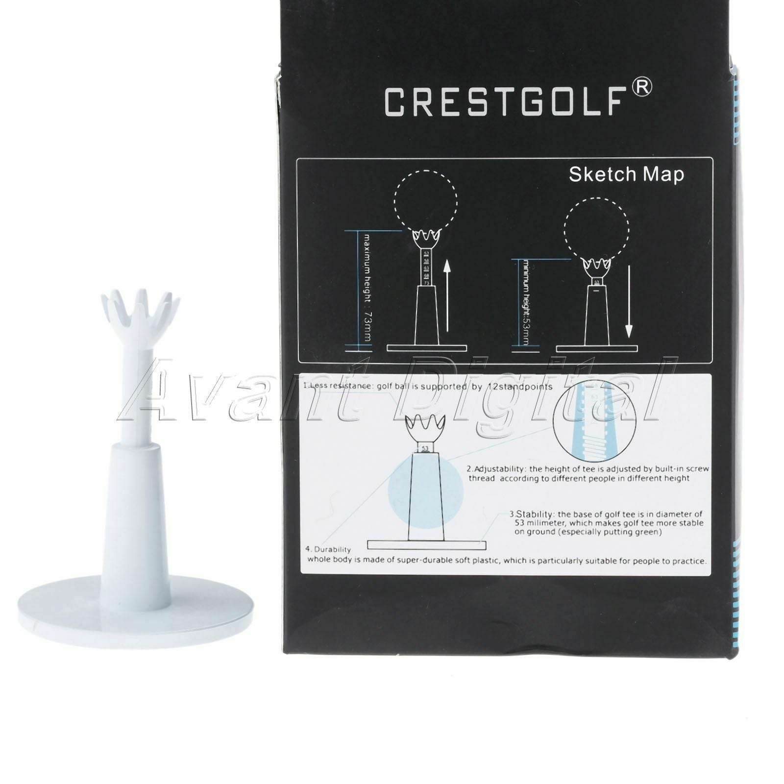 White Golf Adjustable Range Tees Cassette Golf Adjust Built-in Thread Screw 2Pcs