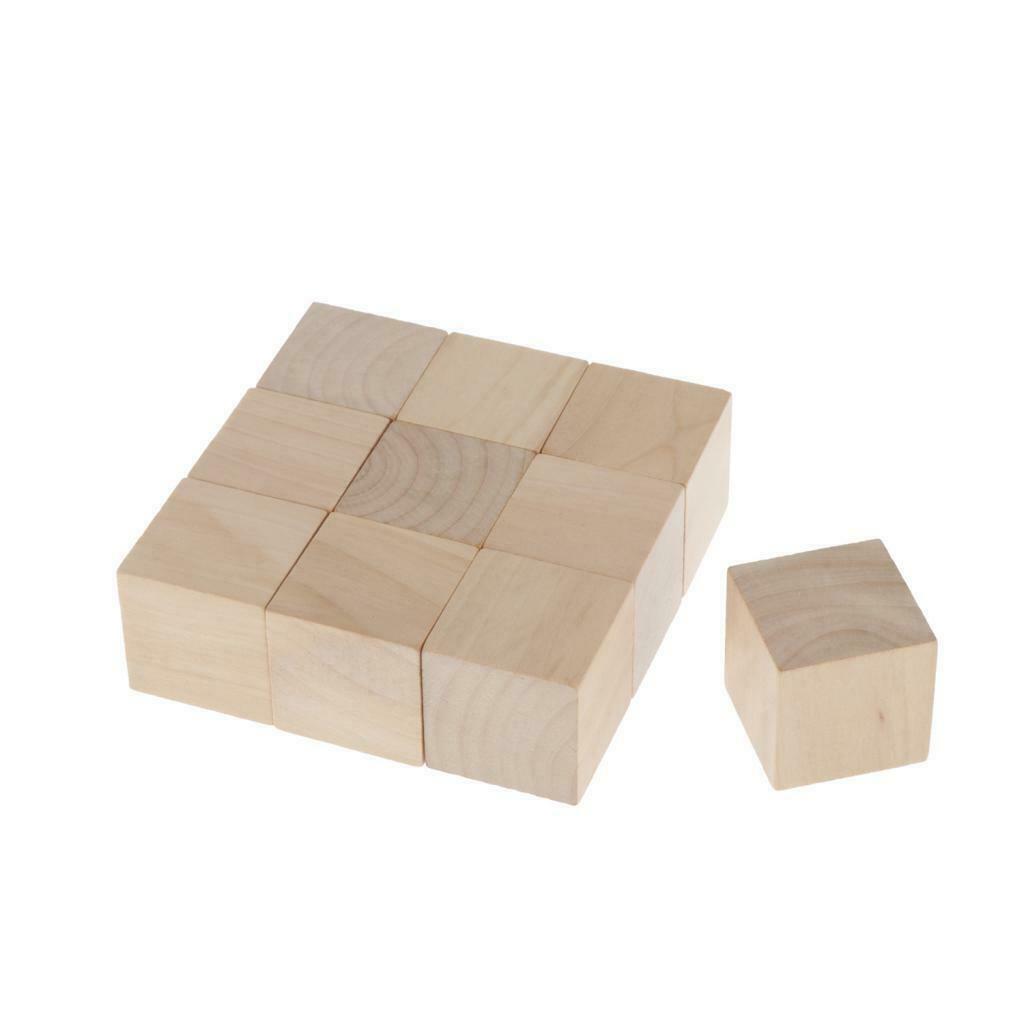 1.57Inch Wood Cubes Natural Craft Wood Blocks (40mm) - Blank Dice Set 10Pcs