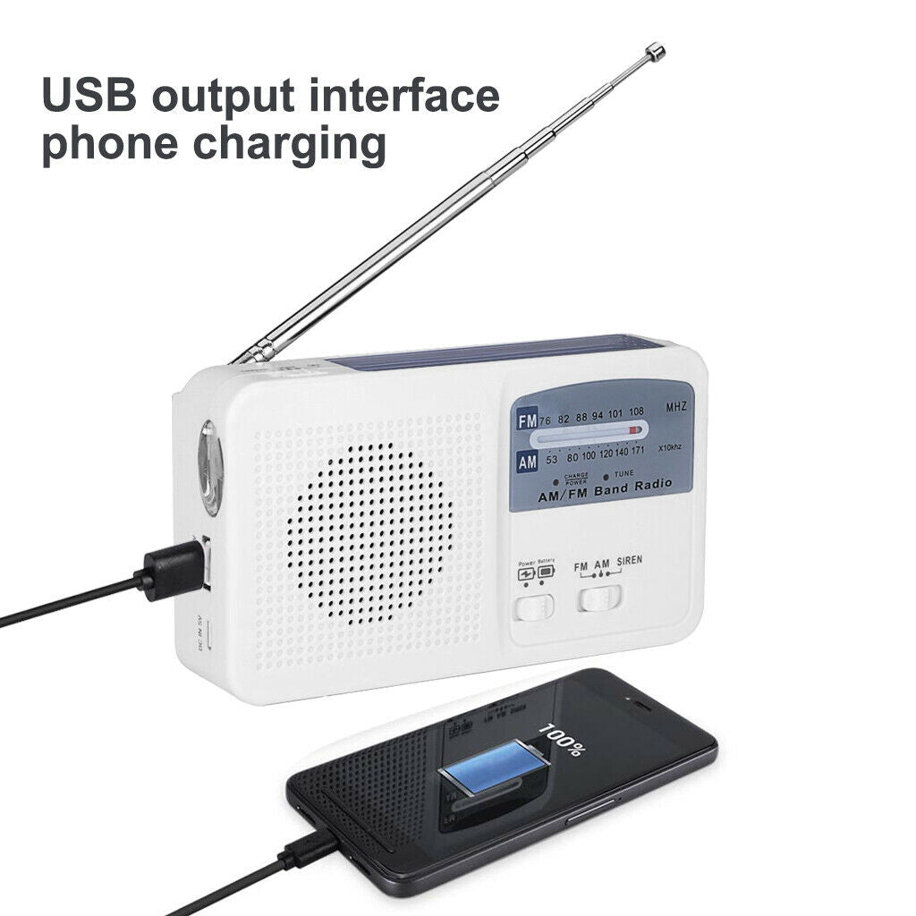 Rechargeable solar radio / crank radio / battery radio, LED flashlight
