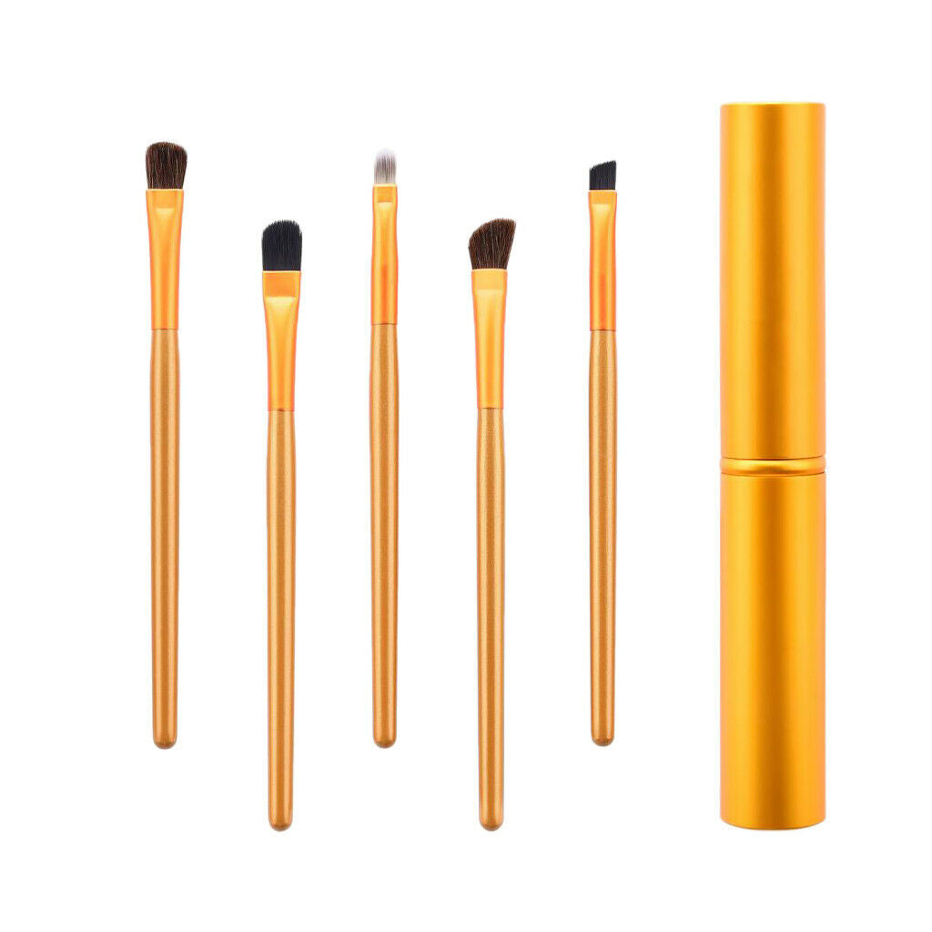 5 lot Eye Makeup Cosmetic Brushes Eyeshadow Eye Shader Blending Brush Golden