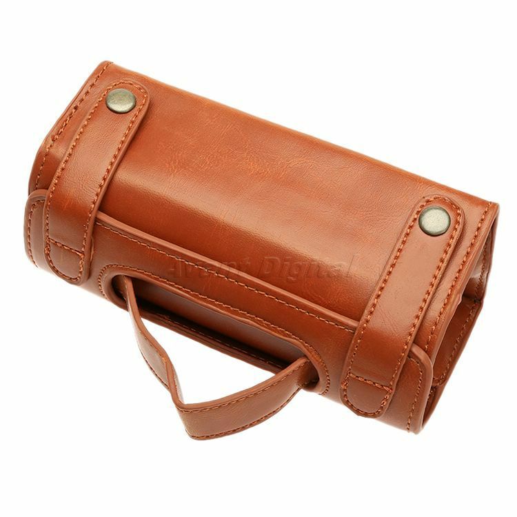 Brown Leather Men's Travel Sports Pouch Case Shaving Brush & Razor Toiletry Bag
