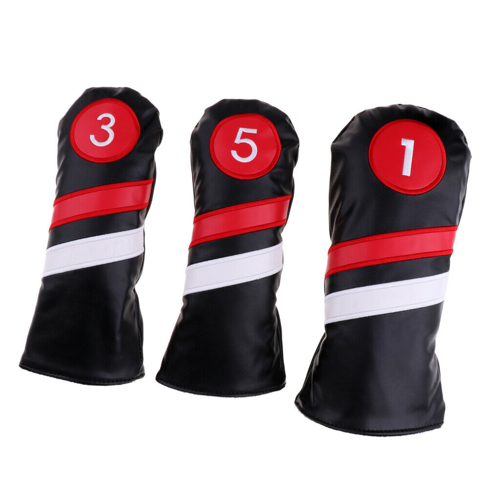 3 Pack Waterproof Golf Head Covers Fairway Headcovers Protector Accessories