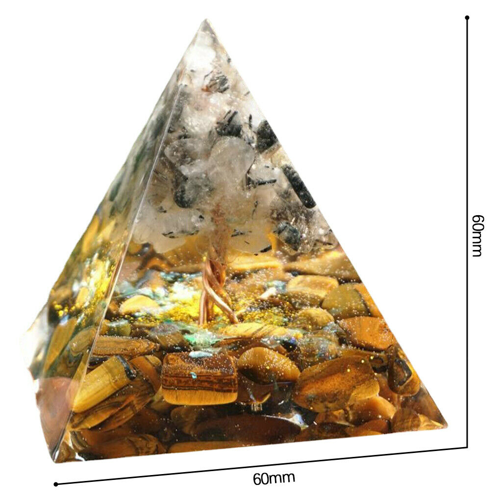 60mm Orgone Crystal Pyramid Ornament Moonstone Relieve Stress Office Decor