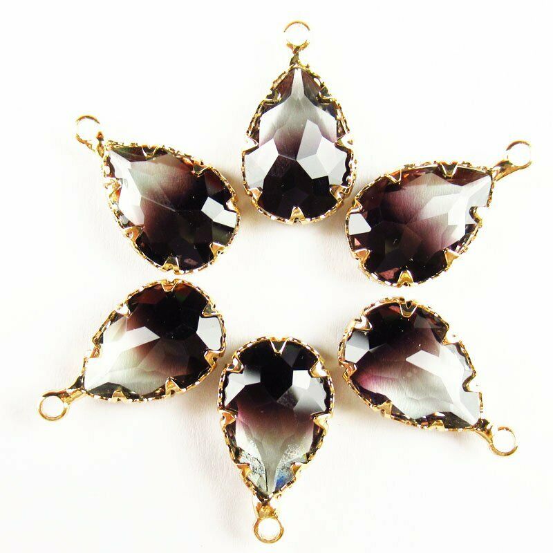 10pcs Wrapped Faceted Black Purple Titanium Crystal Teardrop Pendant A-41BB
