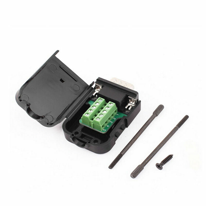 DB9 female 9Pin D-Sub Connector solderless Terminal Board Plastic Cover screw WF
