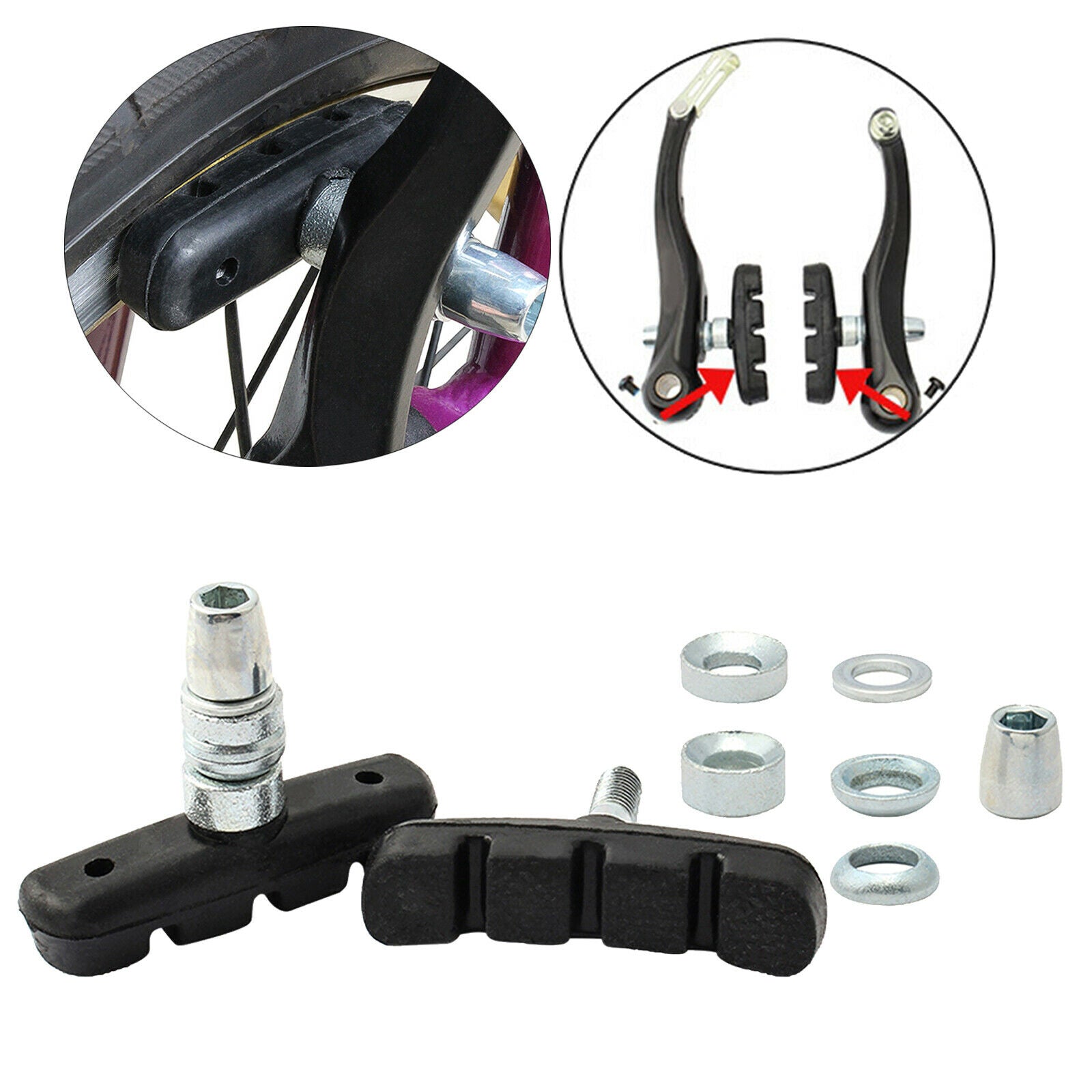 54mm Bike V Brake Pad Replacement MTB Road V-Brake Repair Blocks Brakes