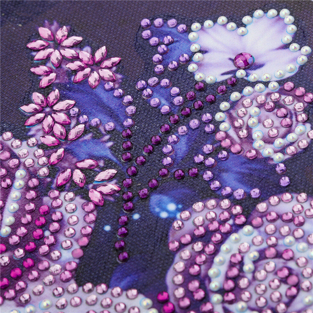 5D Special Shaped Diamond Painting Cross Stitch Crafts Kits Purple Flower