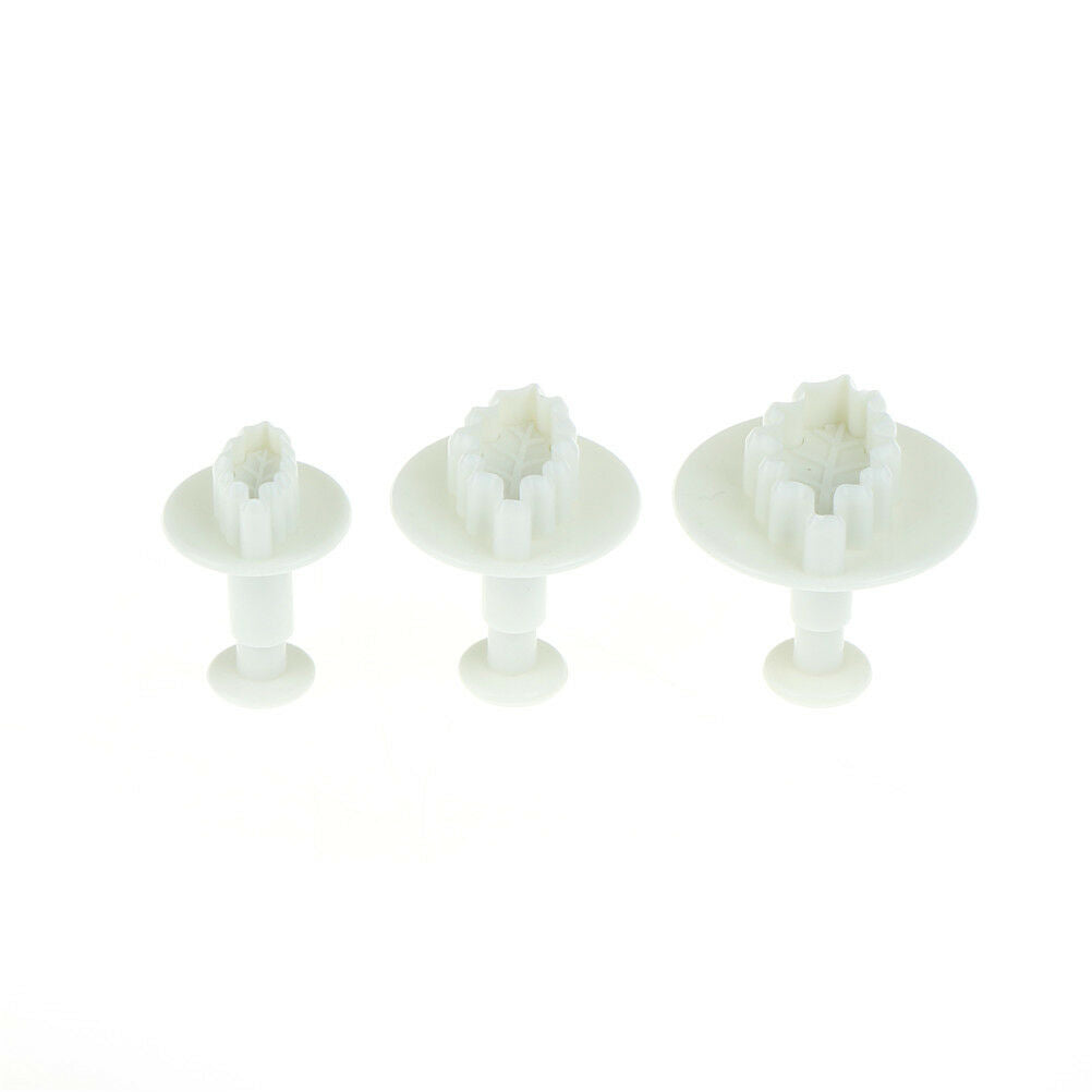3pcs Leaf Cookie Plunger Cutter Fondant Sugarcraft Mold Cake Decorating Tool BDA
