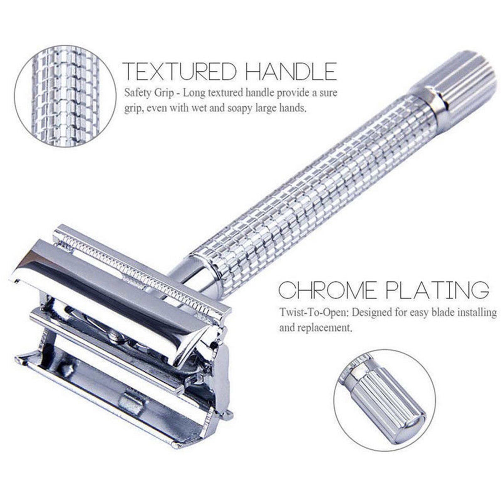 Men's Traditional Classic Double Edge Chrome Shaving Safety Razor + 1 Blades