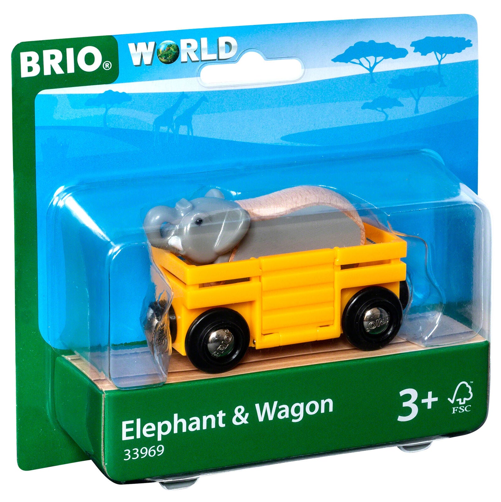 33969 BRIO WORLD Safari Wagon & Elephant Wooden Plastic Magnetic Train Railway