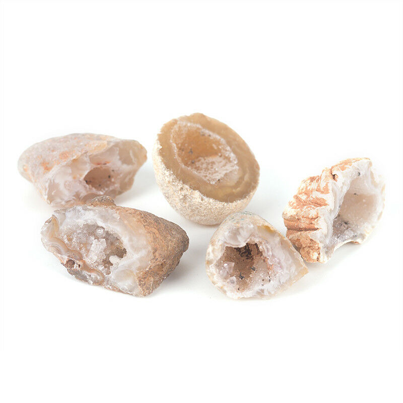 5Pcs Geodes Oco Agate Natural Crystals Druzy Halves Quartz Specimen.l8