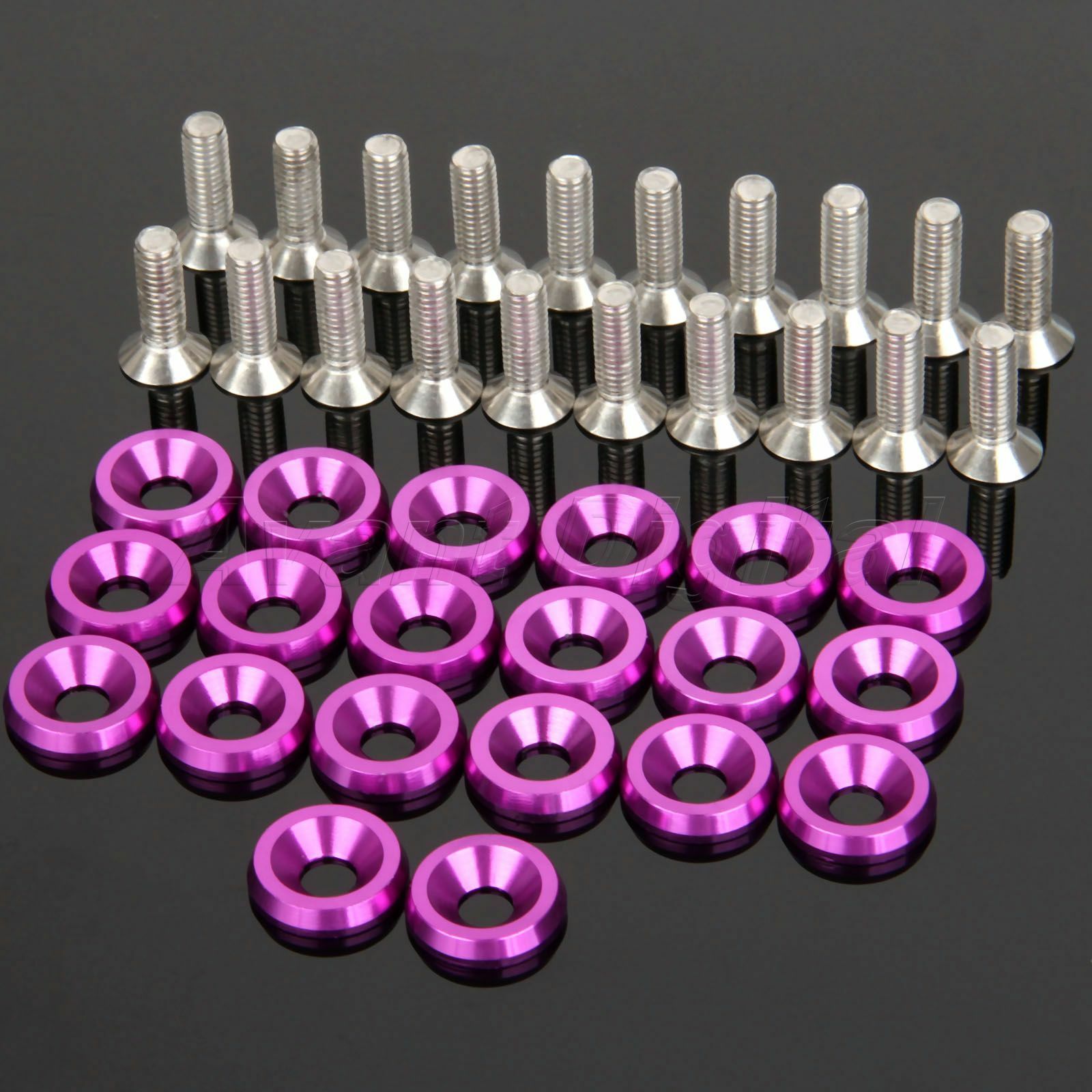20Pcs Purple Fender Bumper Washer Bolt Engine Bay Screw Kit CNC Billet Aluminum