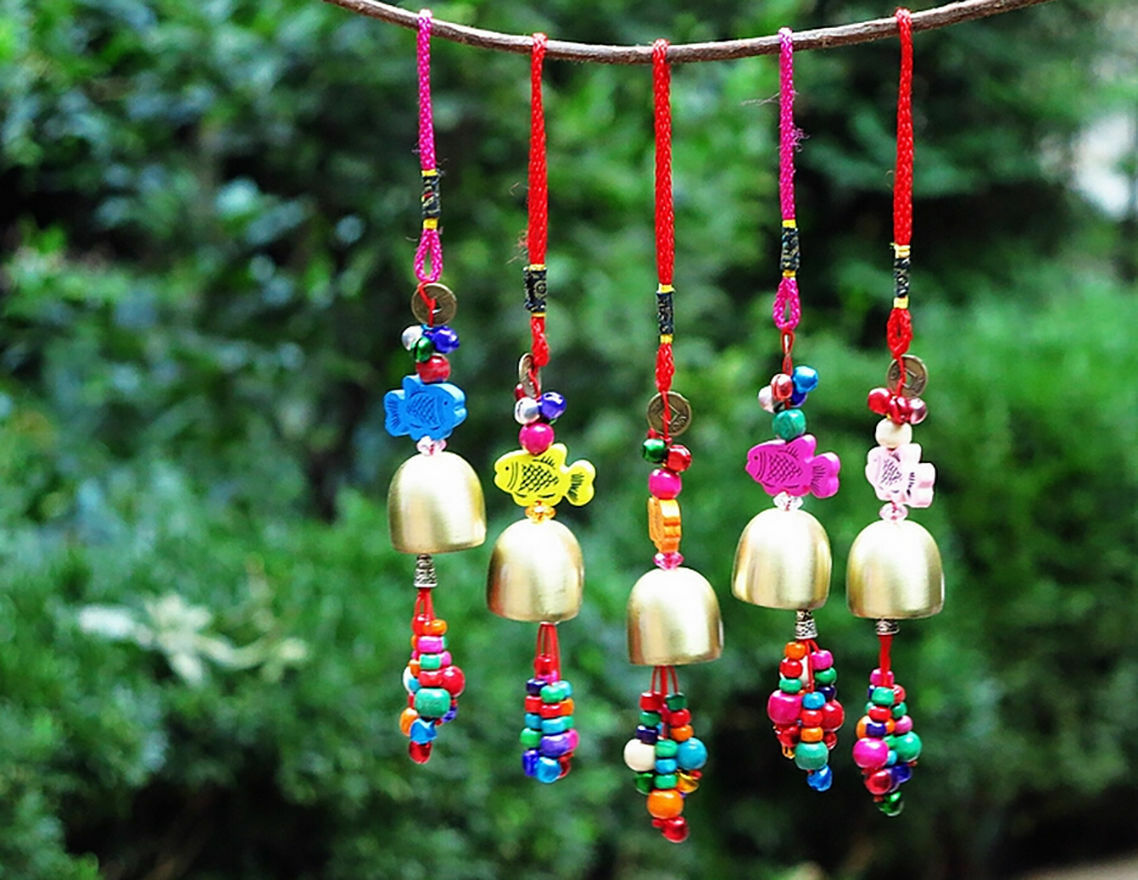 one National Copper Bell Mobile Wind Chime Home Yard Garden Outdoor Living Decor