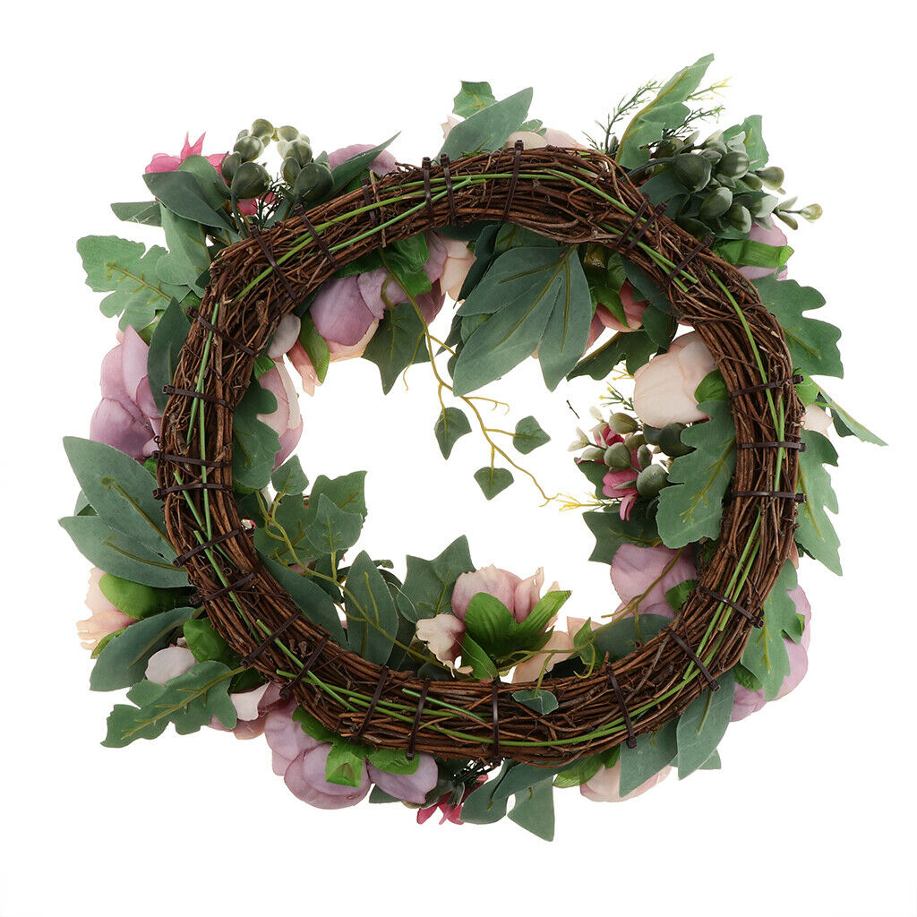 Artificial Peony Silk Flower Leaves Door Wreath Garland Wedding Decor 4