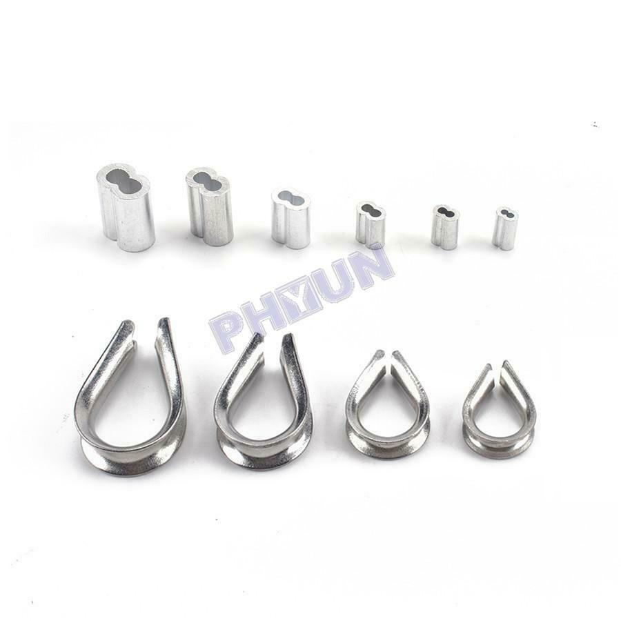 195x M2/3/4/5 Stainless Steel Thimble w/ Crimping Loop Sleeve Assortment Kit