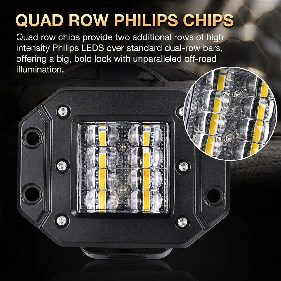 2Pcs 96W Spot Flood Combo LED Work Light SUV Truck Off-Road Bumper Reverse Lamps