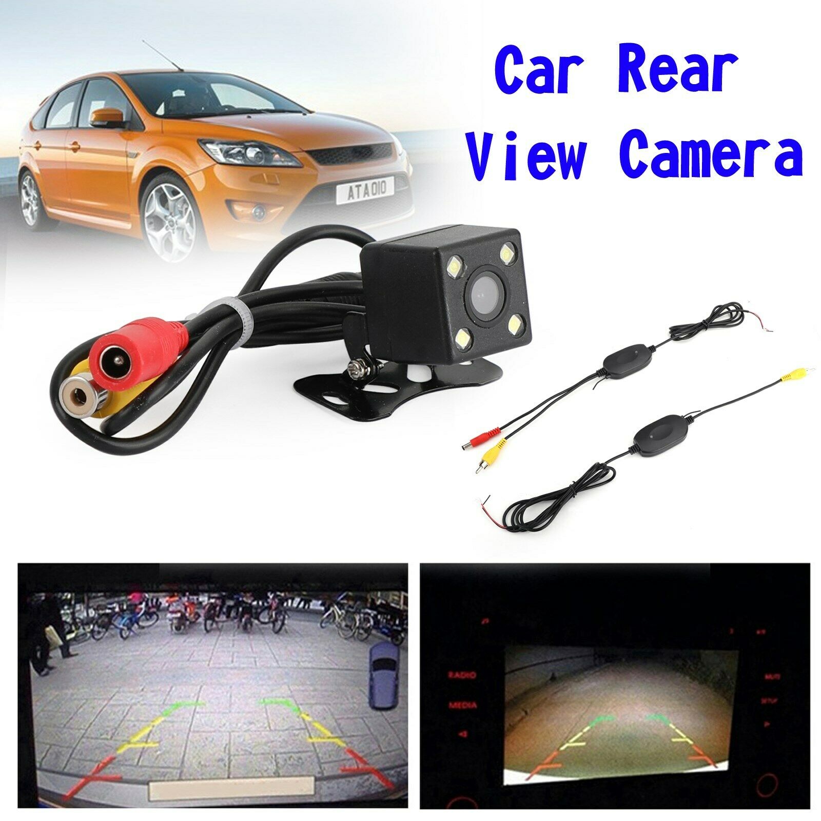 Wireless Universal 4 LED HD Backup CDD Camera Parking License Plate Camera CN