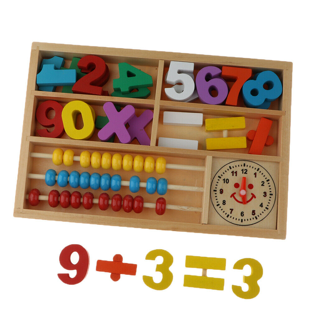 Wood Blocks Puzzle Board Set Toddler Preschool Kids Toys for Number Counting,