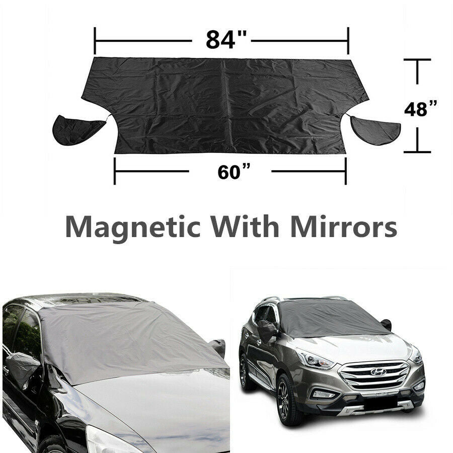 1x Car Offroad Windshield Glass Snow Cover w/Magnetic Edges + Mirror Snow Covers