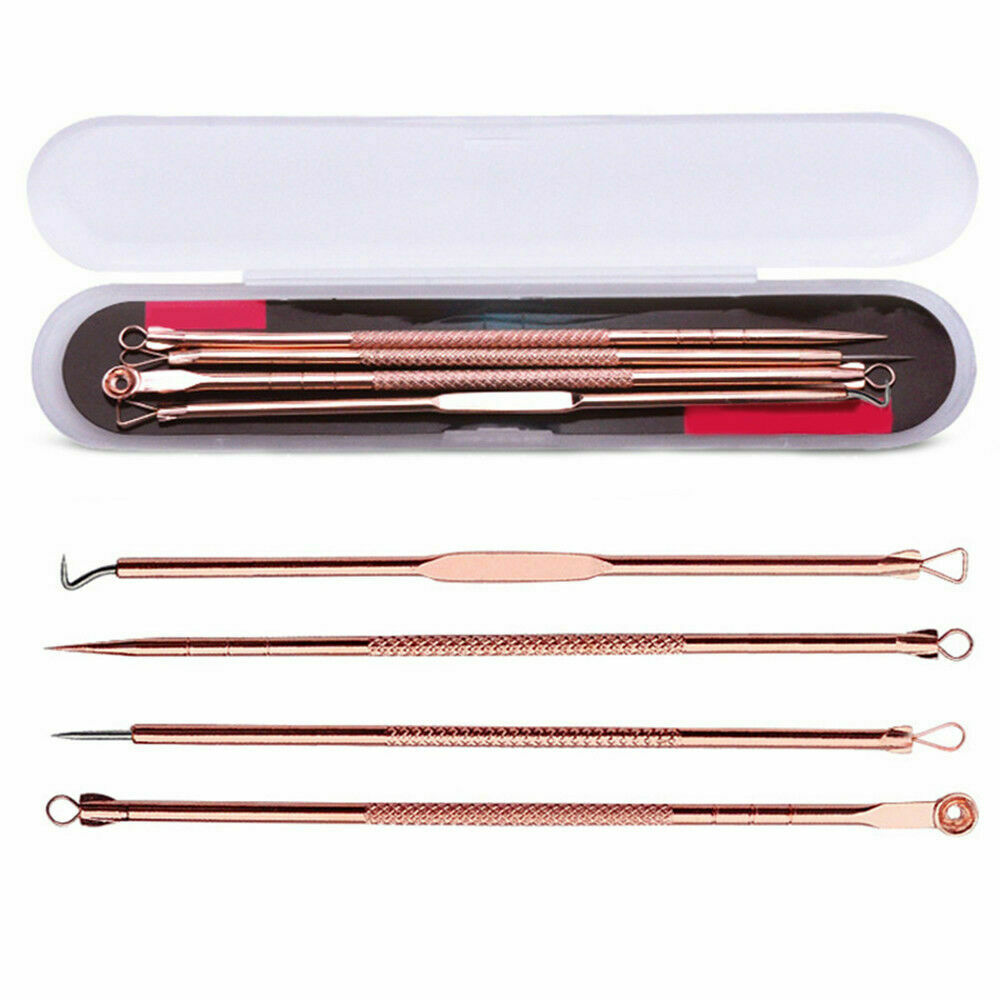 4pcs Tools Set Acne Extractor Remover Blackhead Pimple Needles Blemish Treatment