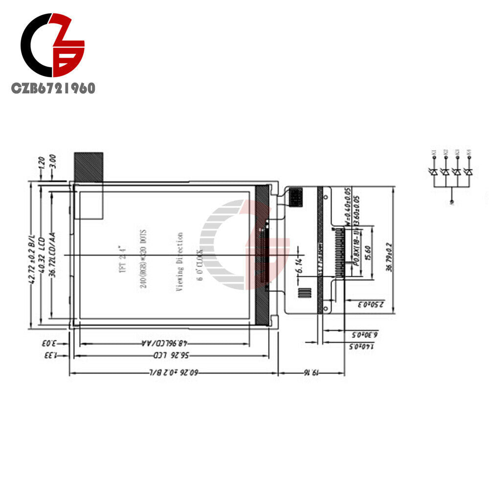 2.4" 240x320 SPI TFT Color LCD LED Display Module+ ILI9341 Touch Panel Screen