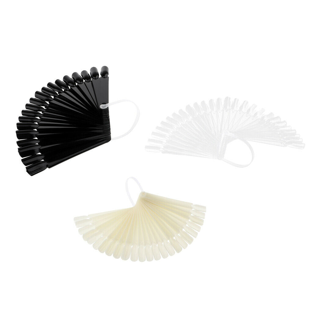 Total 64 Tips Fan-shaped Nail Art Tips Display Board for Salon Home DIY