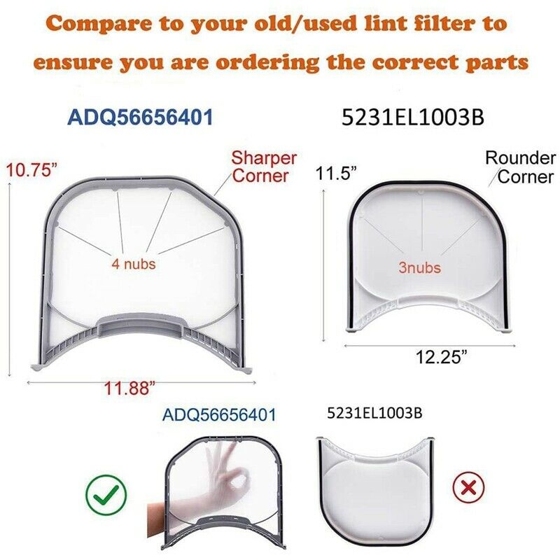 Adq56656401 Lint Filters Compatible with Lg and  Dryers, Replacement Part NumbW6
