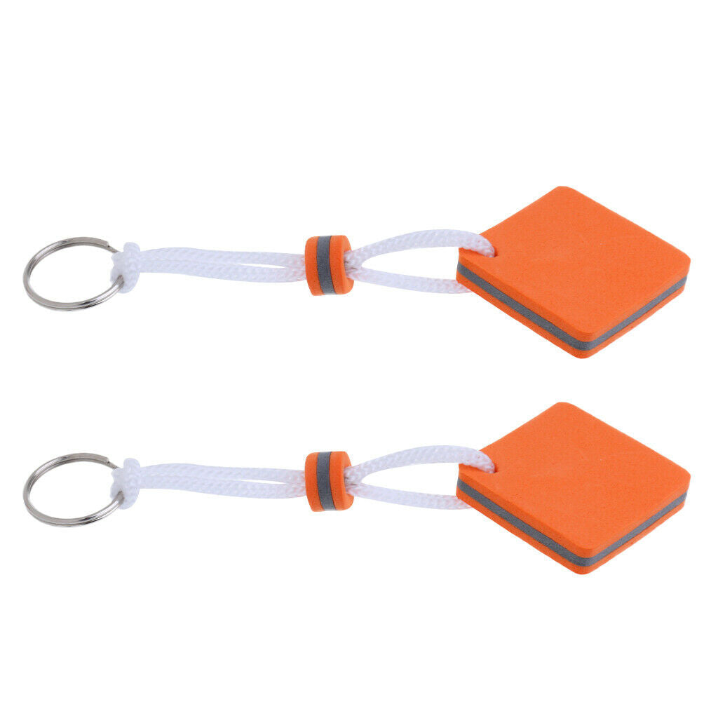 prettyia 2x Yachting Boating Floating Keychain Keyring- Diamond Shape Orange
