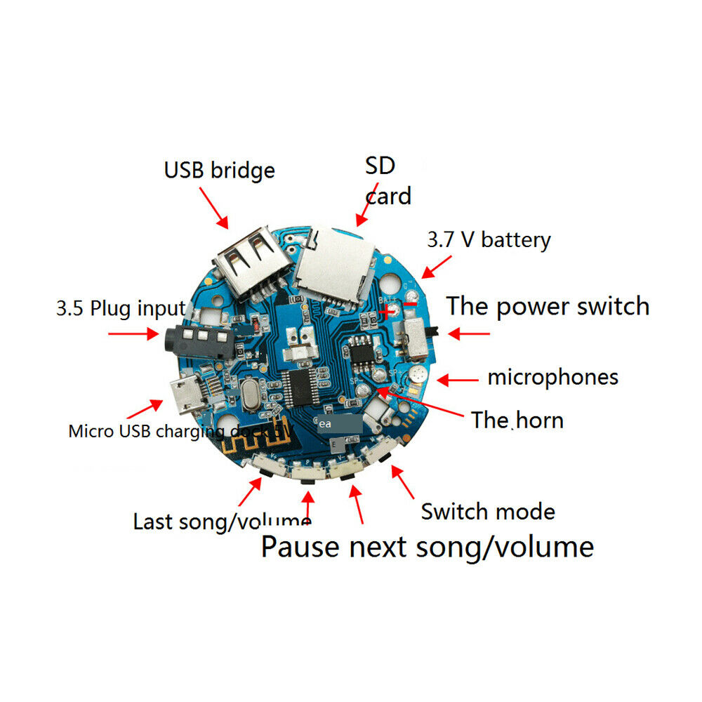 3.7V-5V Multifunction Bluetooth Receiver Audio Amplifier Board MP3 Decoder