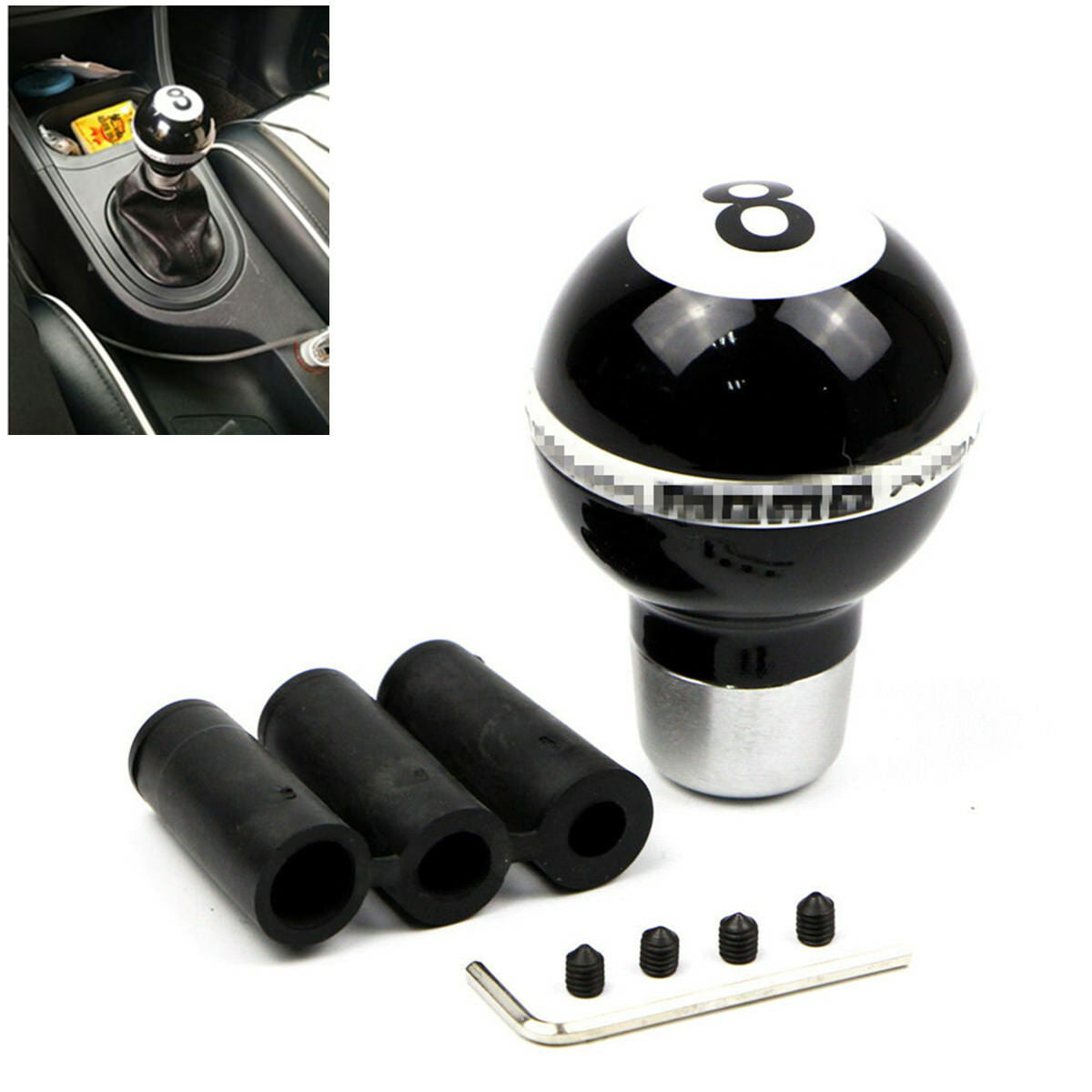 Black 8 Billiard Ball Shape Auto Car Manual Gear Shift Knob Handle Stick Shifter