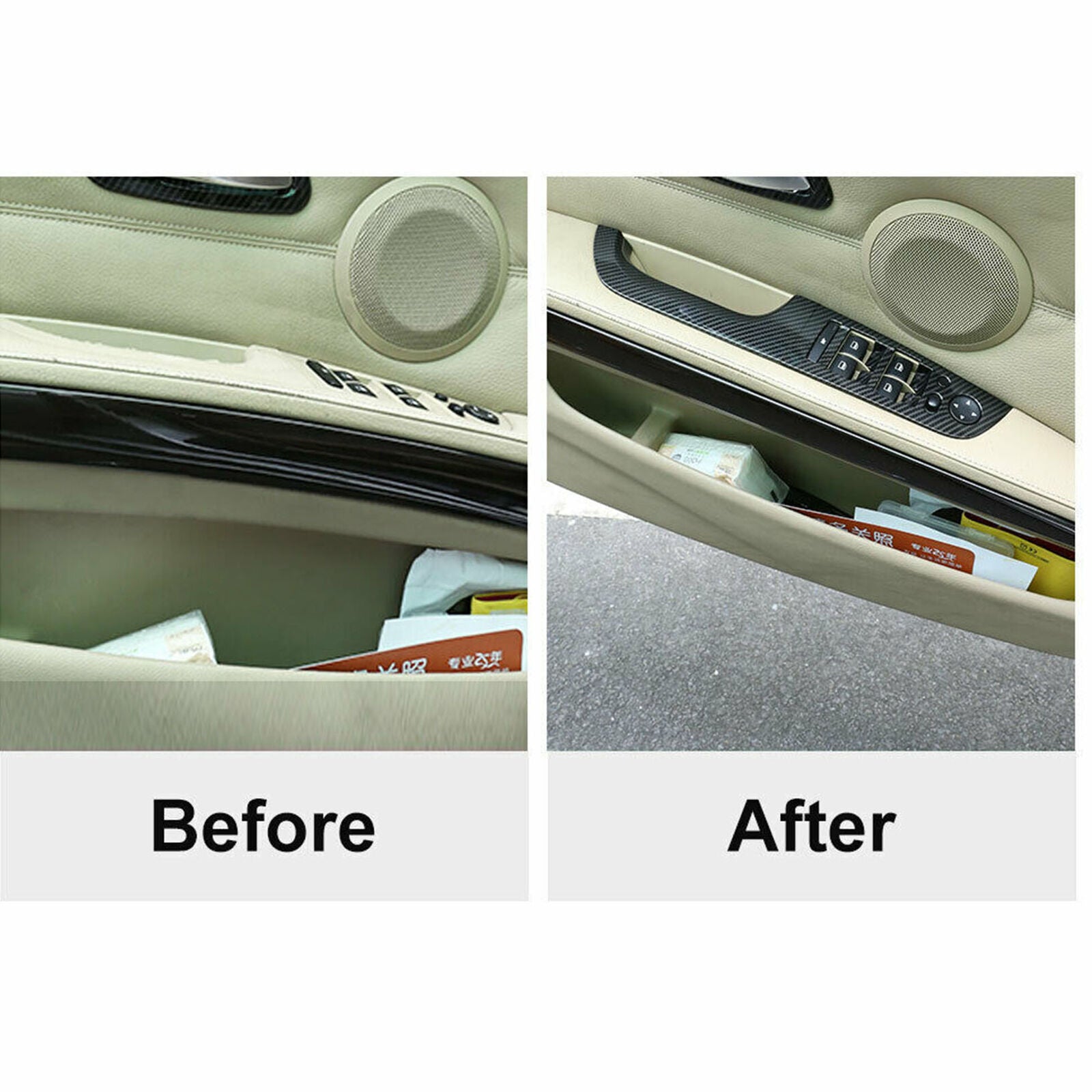 Carbon Fiber Style For BMW 3 Serie E90 Sedan Door Window Switch Button Cover