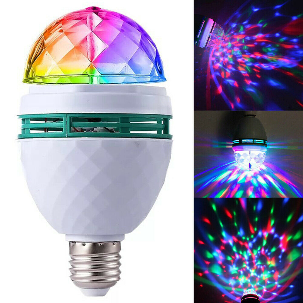 Disco Changing Bulb Lamp 3W E27 RGB Crystal Ball Auto Rotating LED Stage Light!