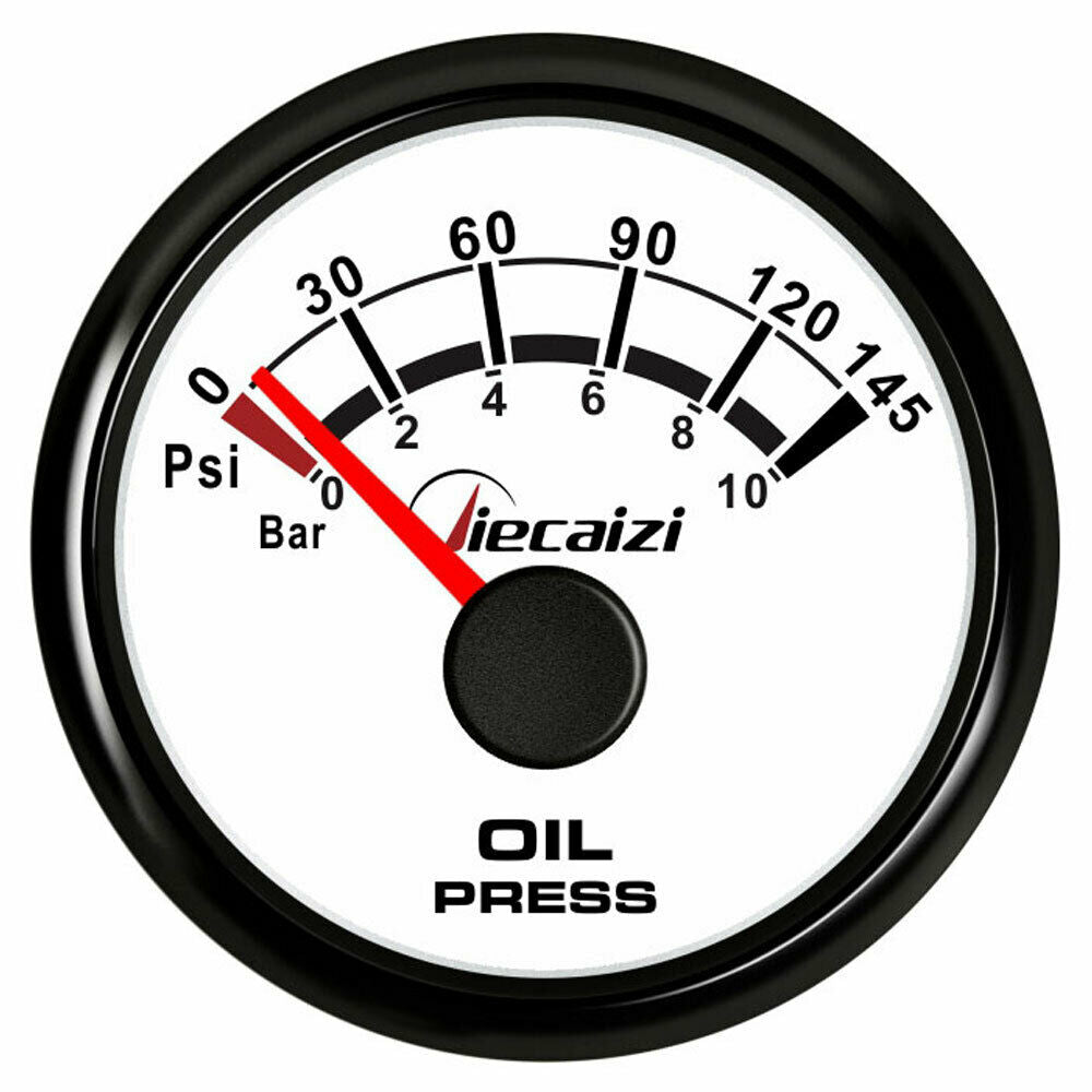 2-1/16â€³ white oil pressure gauge with sender 10-184ohms 145psi car boat blue led