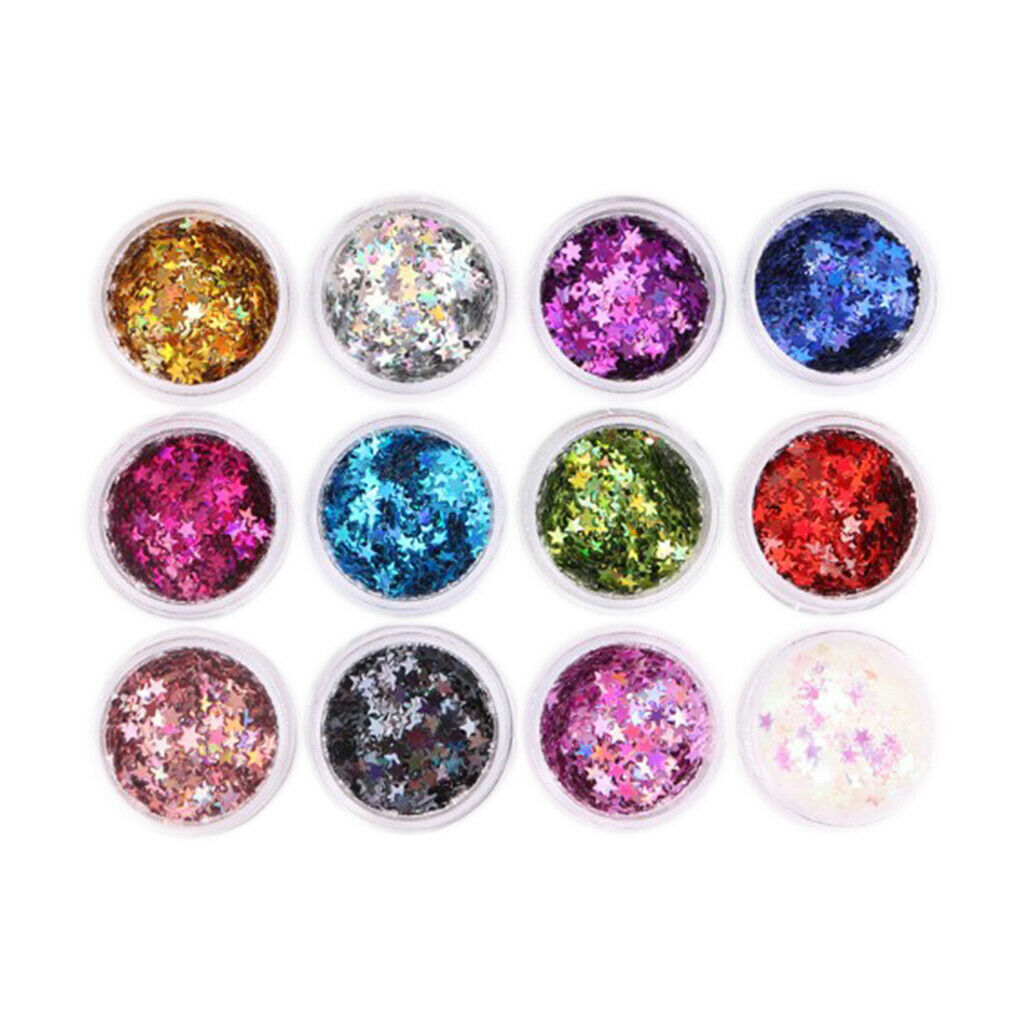24 Pieces Snow&Star Nail Sequins Nail Art DIY Decoration for Salon Home