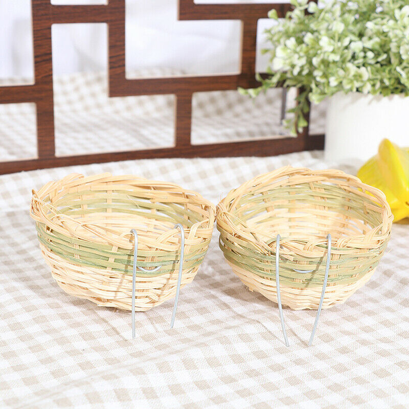 6pcs Handmade Bamboo Bird Breeding Nest Bed for Parakeet Canary Finch Swal L TL