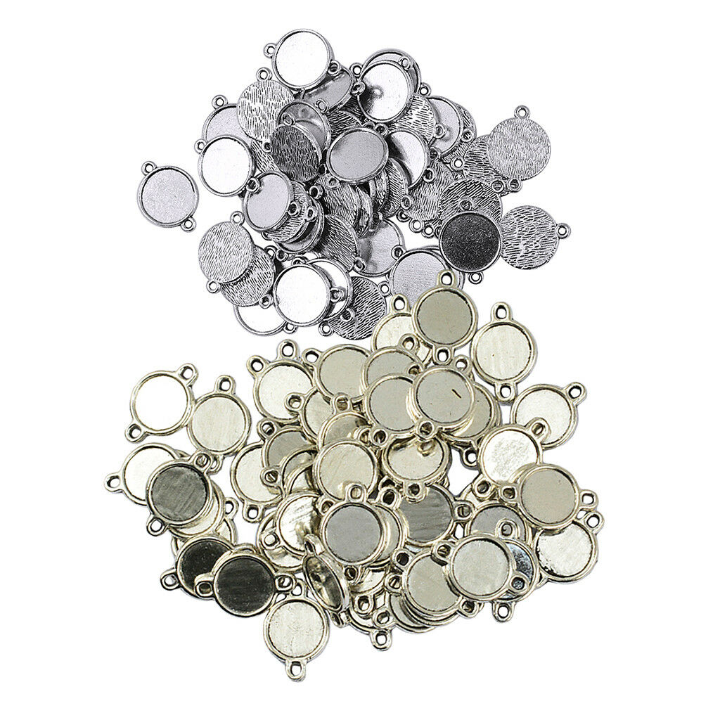 100 Pcs Pendant Trays Setting,Pendant Blank Base,Bezel Cabochon Settings