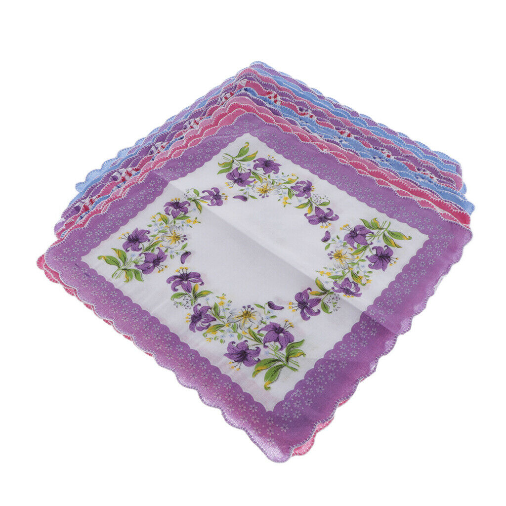 15x Handkerchiefs Cotton Assorted Flower Hankies Hanky Party Kerchiefs Bulk