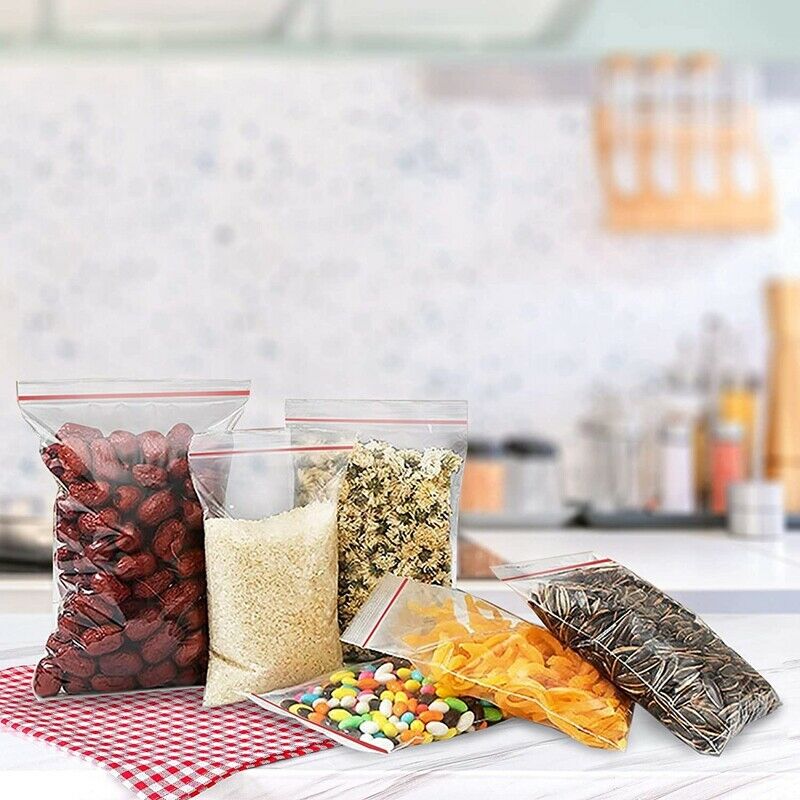 200 Grip Seal Bags Zipper Closure Bags Resealable Clear Plastic Food StorageA5G2