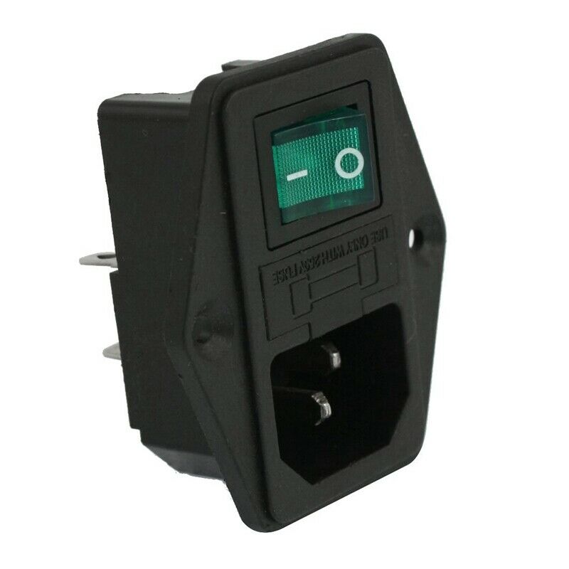 AC 10A 250V IEC320 C14 Inlet Module with Neon Lamp Rocker Switch and Fuse HoldC9