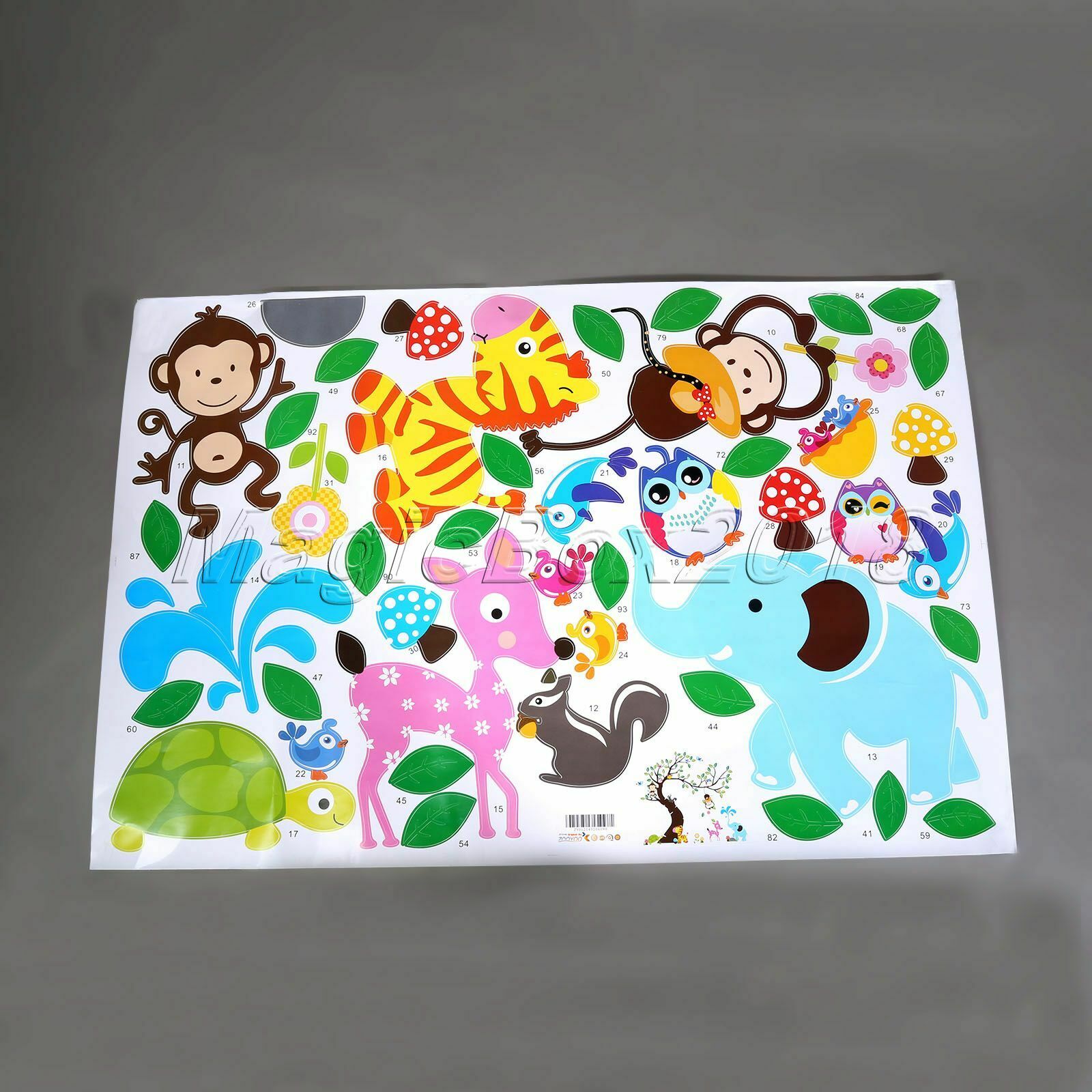 Jungle Zoo Animals Paradise Tree Wall Stickers Kids Bedroom Decor Nursery Decals