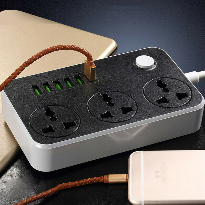 International Power Socket 6 USB Port Charging Socket Electrical Outlet EU Plug