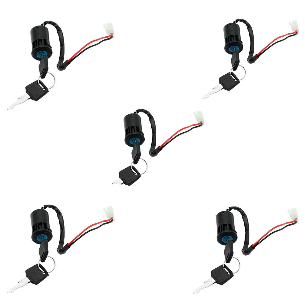 5x 2 Wire Ignition Key Switch & 10 Keys for Scooter Pocket Dirt Bike Kart