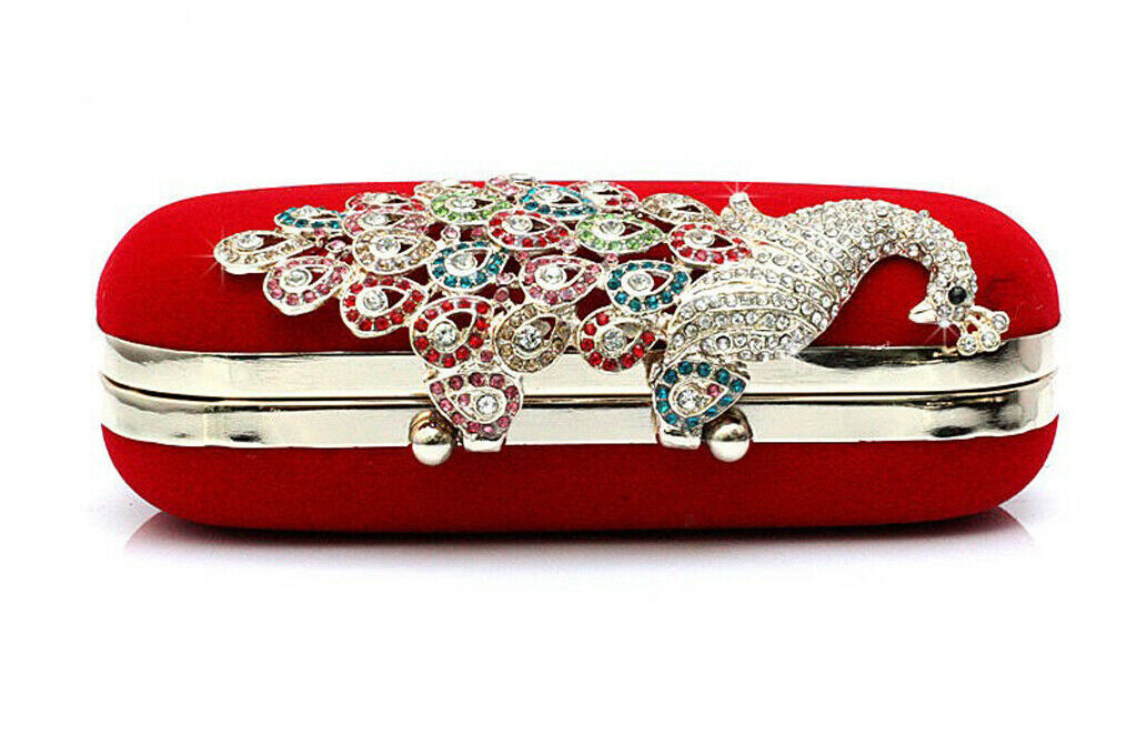 Womens Fashion Peacock Evening Bag Party Cluth Purse Handbags Shoulder Red