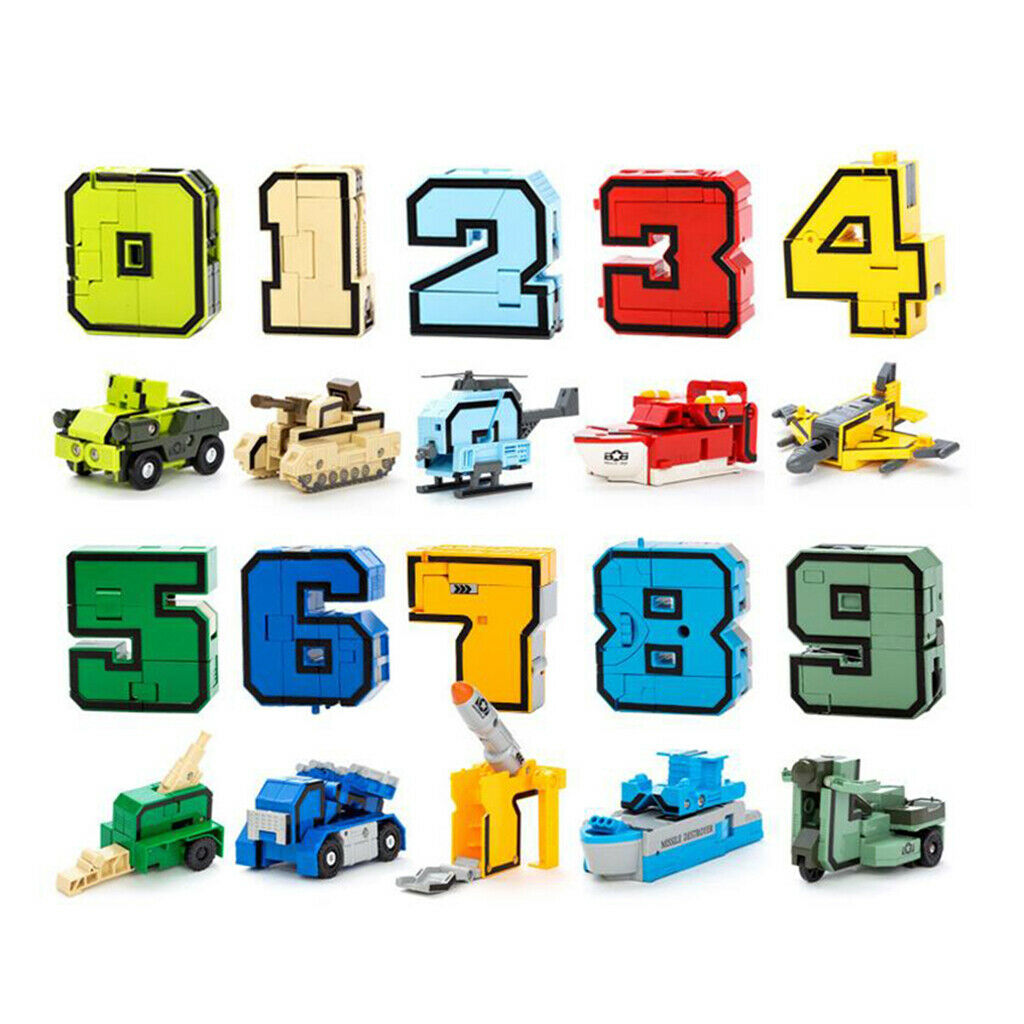 Cool Numbers Transforming Robot Includes 0-9 for Kids Play - 10 Pieces/Set